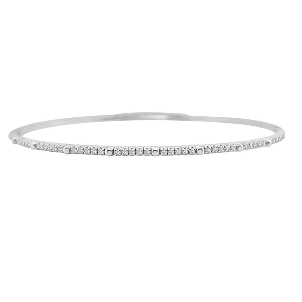 White Gold Diamond Bangle, 0.18Cttw, 6.75\