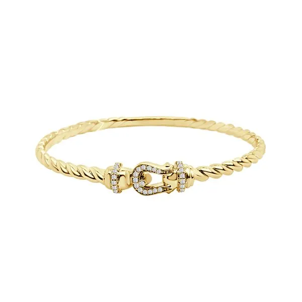 Yellow Gold Diamond Bangle, 0.23Cttw, 6.75\