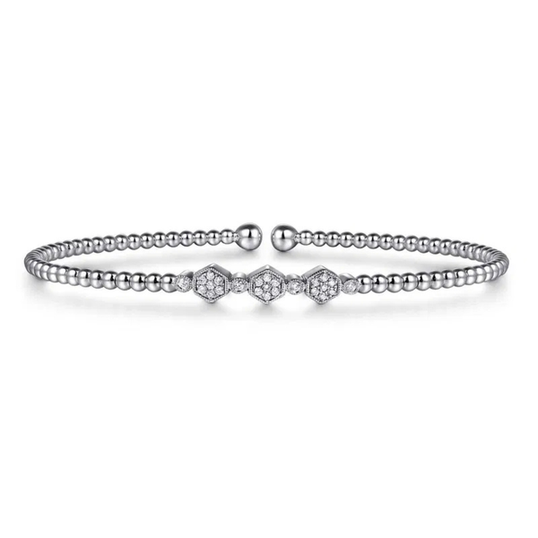 Gabriel & Co. Bujukan White Gold Diamond Stations Bangle SVS Fine Jewelry Oceanside, NY