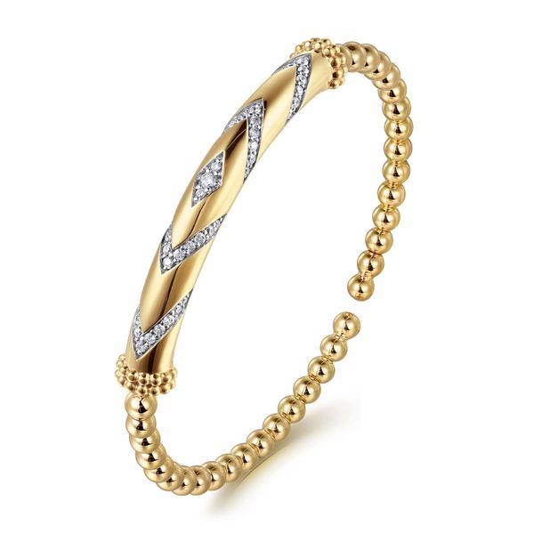 Gabriel & Co. Bujukan Yellow Gold Diamond Chevron Bangle Image 4 SVS Fine Jewelry Oceanside, NY