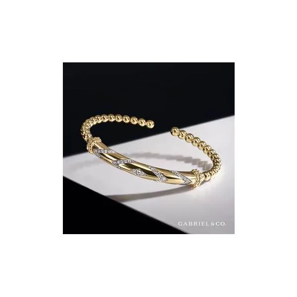 Gabriel & Co. Bujukan Yellow Gold Diamond Chevron Bangle SVS Fine Jewelry Oceanside, NY