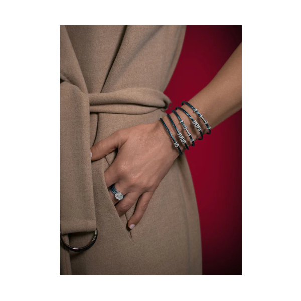 ALOR Grey Cable Halo Bracelet, 0.17Cttw, Size 6.5 Image 2 SVS Fine Jewelry Oceanside, NY