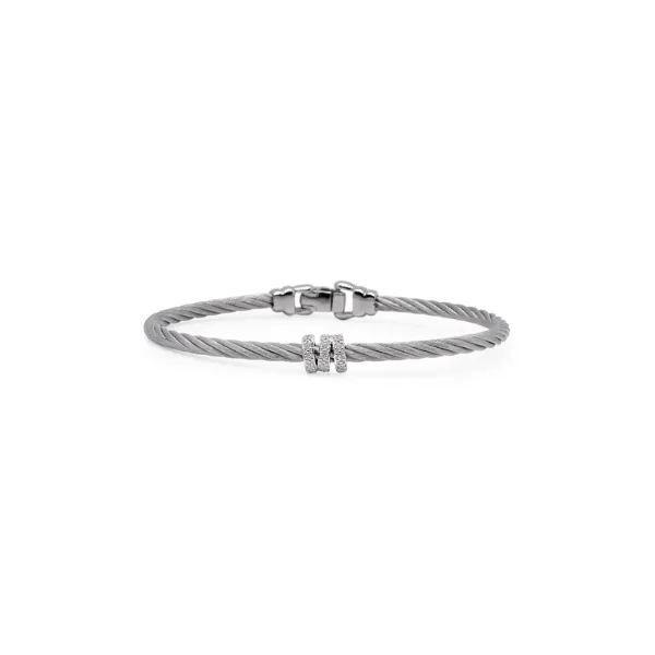 ALOR Grey Cable Halo Bracelet, 0.17Cttw, Size 6.5 SVS Fine Jewelry Oceanside, NY