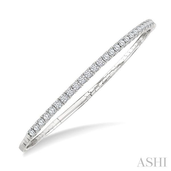 White Gold Diamond Halfway Straight Flex Bangle SVS Fine Jewelry Oceanside, NY