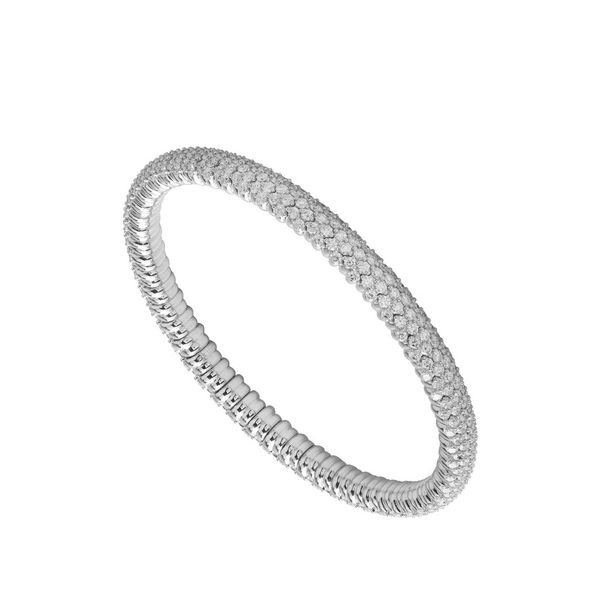 White Gold Diamond Stretch Bangle, 6.95Cttw SVS Fine Jewelry Oceanside, NY