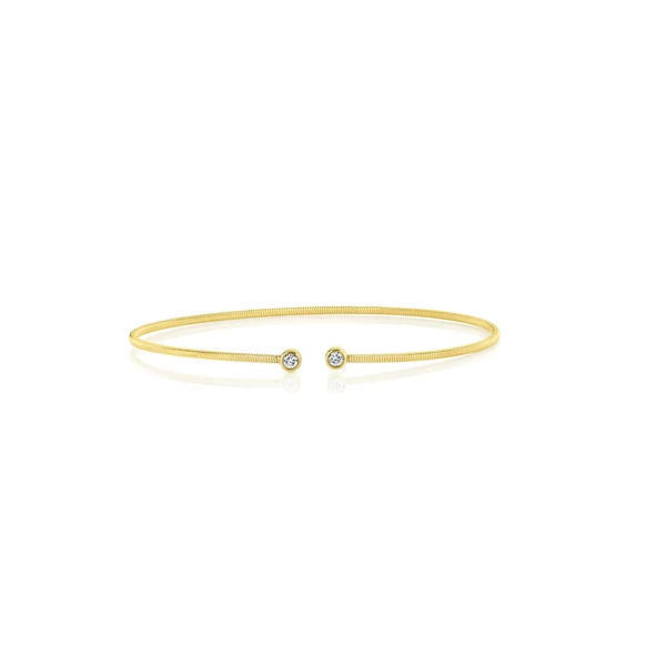 Shy Creation Yellow Gold Diamond Bezel Bangle SVS Fine Jewelry Oceanside, NY