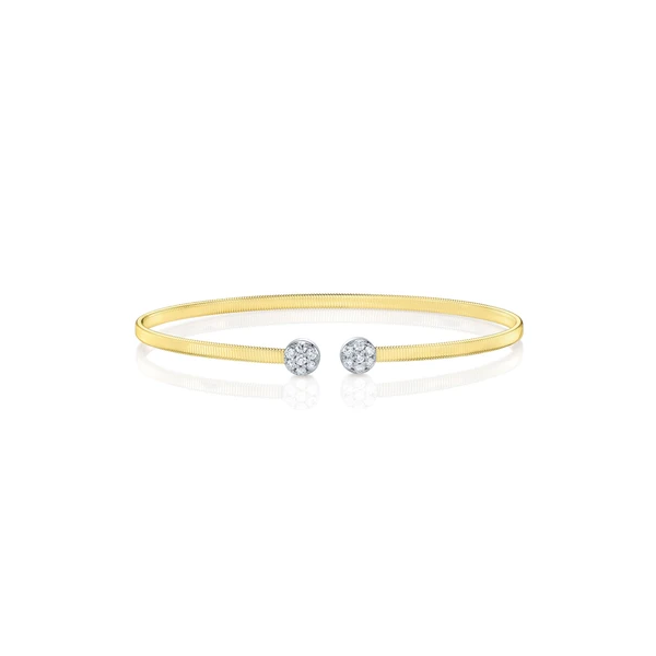 Shy Creation Yellow & White Gold Diamond Bangle SVS Fine Jewelry Oceanside, NY