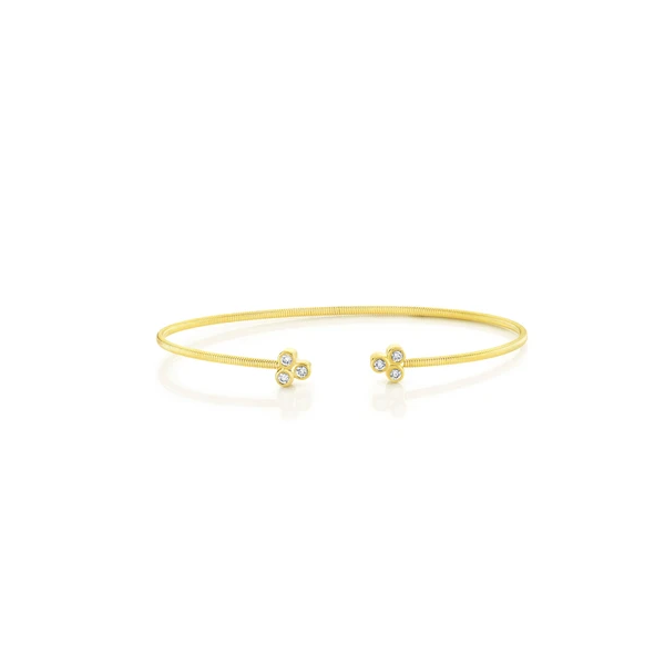 Shy Creation Yellow Gold Diamond Bezel Bangle SVS Fine Jewelry Oceanside, NY