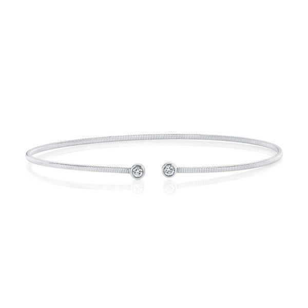 Shy Creation White Gold Diamond Corelli Bezel Bangle SVS Fine Jewelry Oceanside, NY