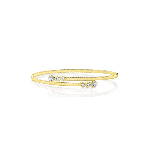 Shy Creation Yellow Gold Diamond Bezel Bangle SVS Fine Jewelry Oceanside, NY