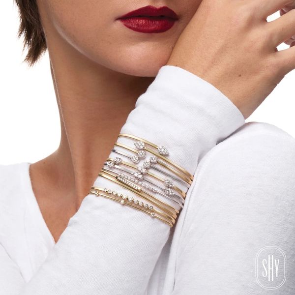 Shy Creation White Gold Diamond Corelli Bezel Bangle Image 2 SVS Fine Jewelry Oceanside, NY