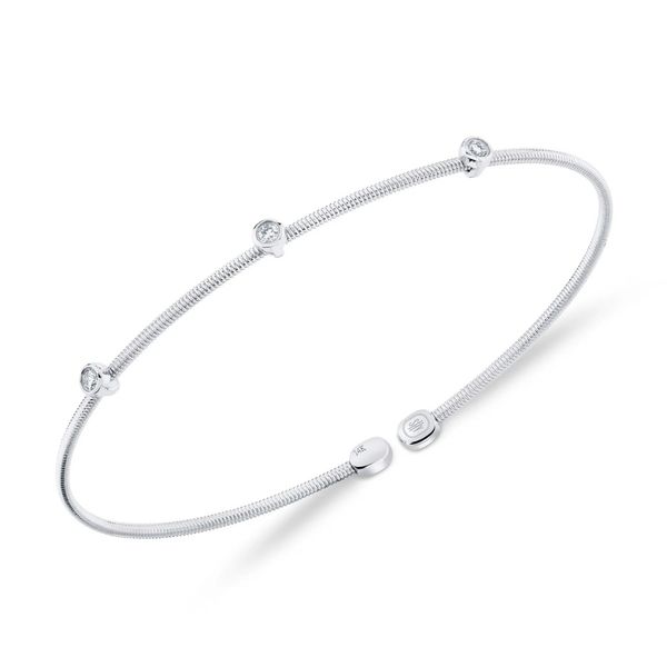 Shy Creation White Gold Diamond Corelli Bezel Bangle Image 3 SVS Fine Jewelry Oceanside, NY