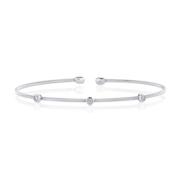 Shy Creation White Gold Diamond Corelli Bezel Bangle SVS Fine Jewelry Oceanside, NY
