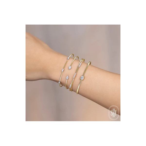 Shy Creation Yellow & White Gold Diamond Bangle Image 2 SVS Fine Jewelry Oceanside, NY