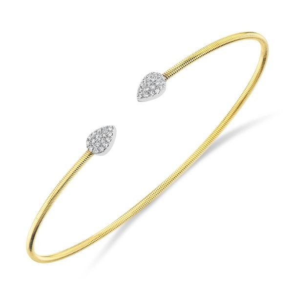 Shy Creation Yellow & White Gold Diamond Bangle Image 5 SVS Fine Jewelry Oceanside, NY