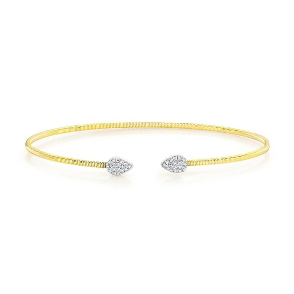 Shy Creation Yellow & White Gold Diamond Bangle SVS Fine Jewelry Oceanside, NY