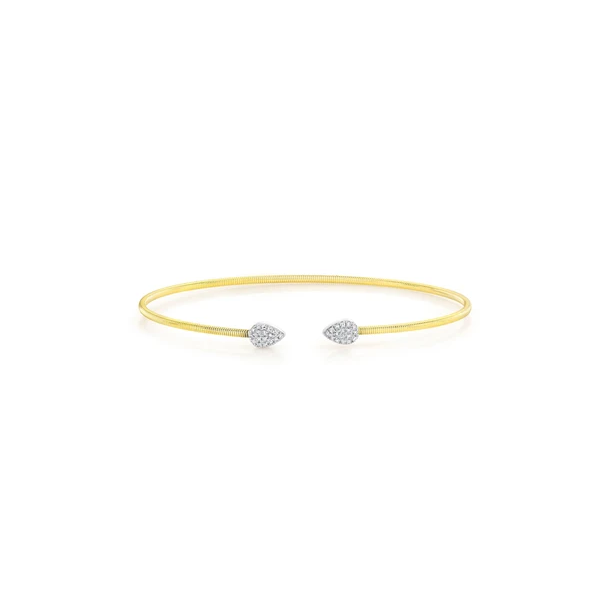 Shy Creation Yellow & White Gold Diamond Bangle SVS Fine Jewelry Oceanside, NY