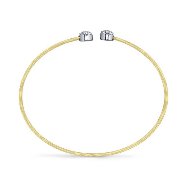 Shy Creation Yellow & White Gold Diamond Corelli Bangle Image 4 SVS Fine Jewelry Oceanside, NY