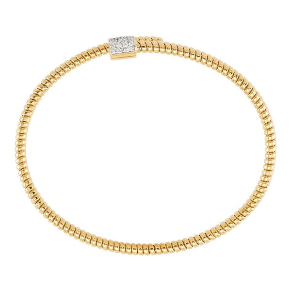 Yellow Gold Tubogas Diamond Bangle, 0.17Cttw, 6.5