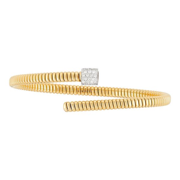 Yellow Gold Tubogas Diamond Bangle, 0.17Cttw, 6.5