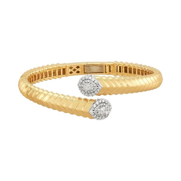 Yellow & White Gold Polished Diamond Bangle SVS Fine Jewelry Oceanside, NY