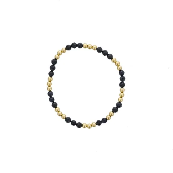 Dee Berkley Black Agate & Gold Filled Beads Bracelet SVS Fine Jewelry Oceanside, NY