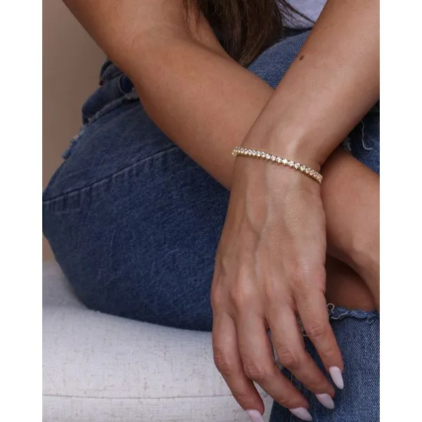 Melinda Maria Not Your Basic Gold Tennis Bracelet Image 2 SVS Fine Jewelry Oceanside, NY