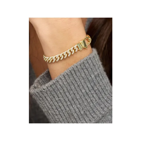 Melinda Maria Pavé Julian Cuban Chain 6.8 mm Gold racelet Image 2 SVS Fine Jewelry Oceanside, NY