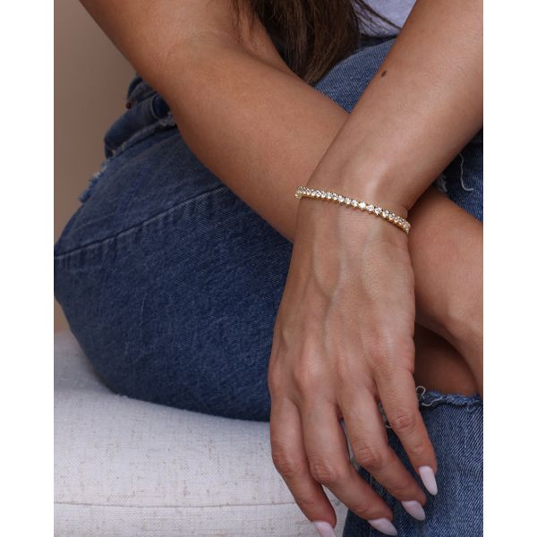 Melinda Maria Not Your Basic Gold Tennis Bracelet Image 2 SVS Fine Jewelry Oceanside, NY