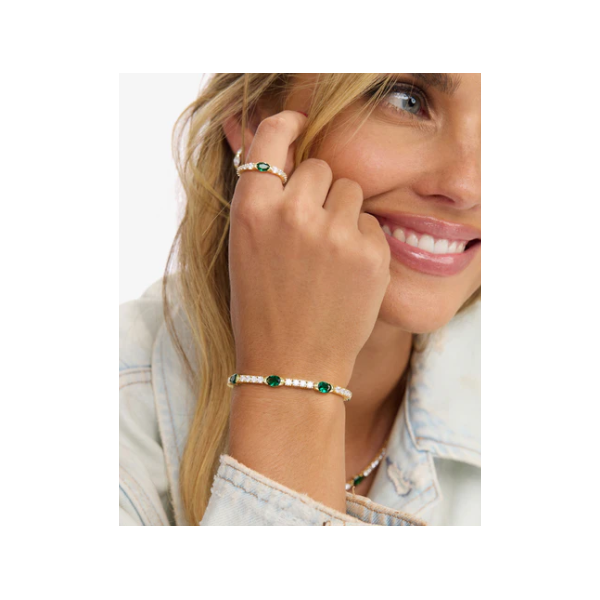 Melinda Maria She's So Extra Gold Tennis Bracelet Image 2 SVS Fine Jewelry Oceanside, NY