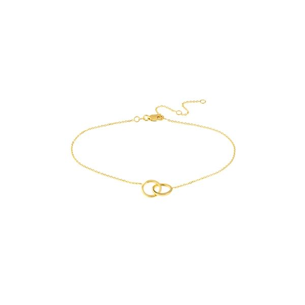 Yellow Gold Intertwined Circles Anklet, 10
