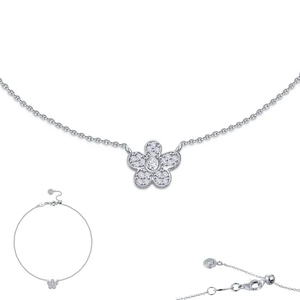 Lafonn Silver Mini Flower Anklet, 10