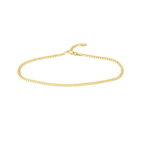 Yellow Gold 2.70 mm Open Curb Adjustable Anklet SVS Fine Jewelry Oceanside, NY