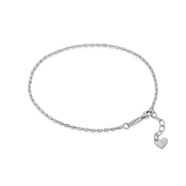 Rhodium Plated Sterling Silver Anklet SVS Fine Jewelry Oceanside, NY