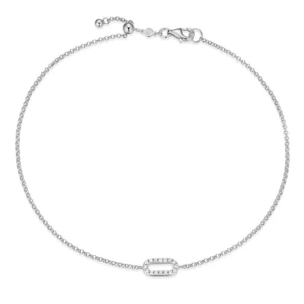 Rhodium Plated Sterling Silver Anklet