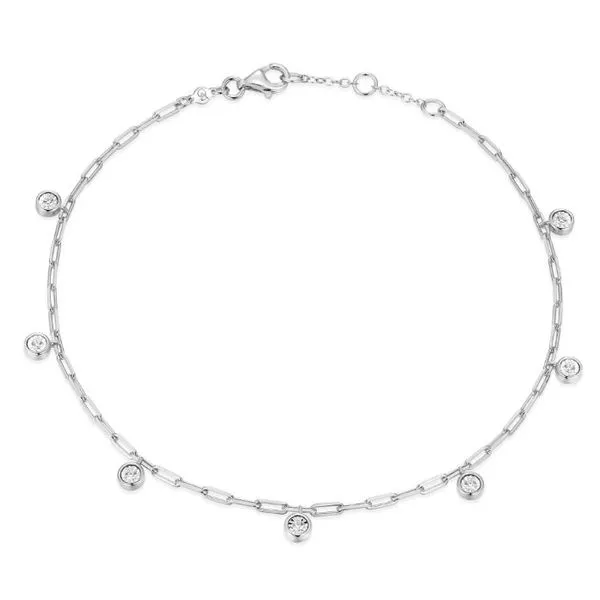 Rhodium Plated Sterling Silver Anklet