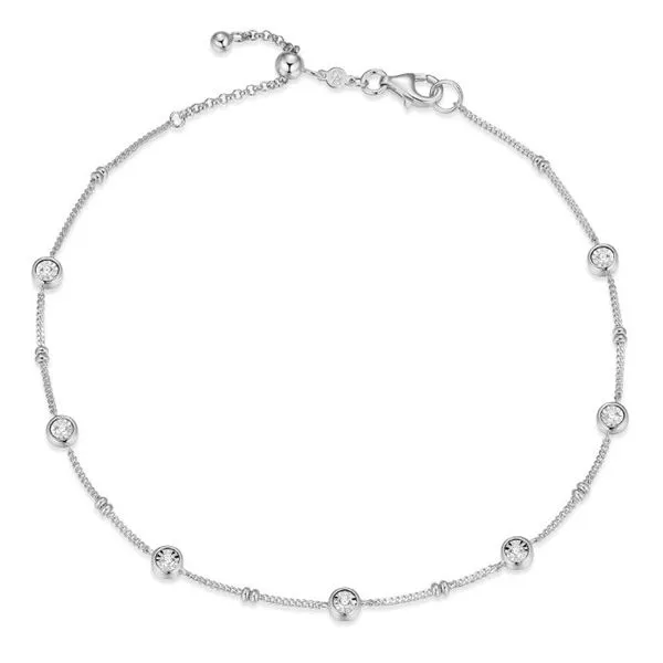 Rhodium Plated Sterling Silver Anklet