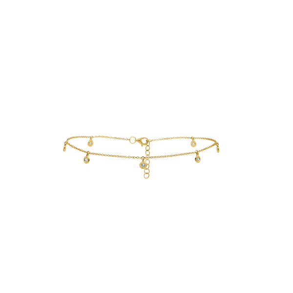 Shy Creation Yellow Gold Diamond Bezel Anklet SVS Fine Jewelry Oceanside, NY