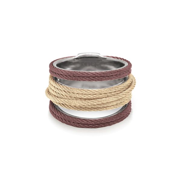 ALOR Noir Burgundy and Yellow Cable Stack Ring SVS Fine Jewelry Oceanside, NY