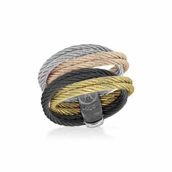 ALOR Black, Carnation, Grey, & Yellow Cable Ring SVS Fine Jewelry Oceanside, NY