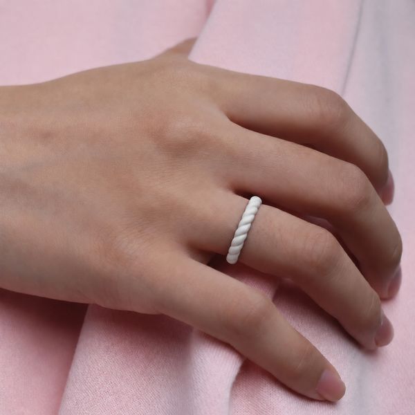Casual Carats White Roping Stackable Silicone Ring Image 2 SVS Fine Jewelry Oceanside, NY