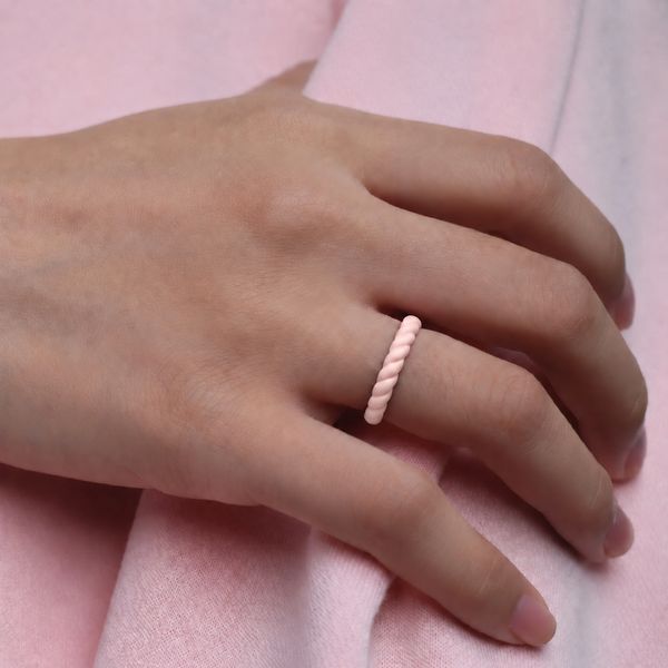 Casual Carats Sakura Pink Roping Stackable Silicone Ring Image 2 SVS Fine Jewelry Oceanside, NY