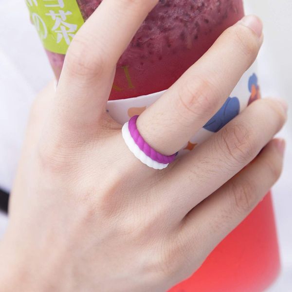 Casual Carats Aqua Blue Roping Stackable Silicone Ring Image 4 SVS Fine Jewelry Oceanside, NY