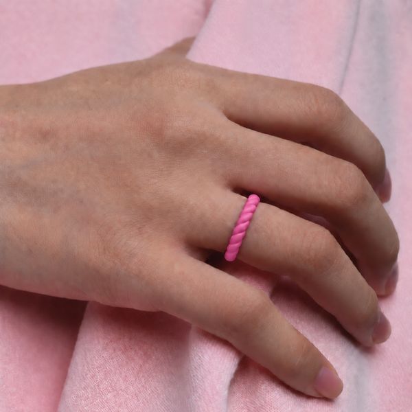 Casual Carats Hot Pink Roping Stackable Silicone Ring Image 2 SVS Fine Jewelry Oceanside, NY