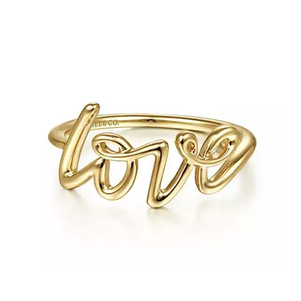 Gabriel & Co. Contemporary Yellow Gold Love Ring SVS Fine Jewelry Oceanside, NY