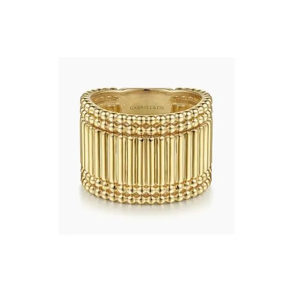 Gabriel Bujukan Yellow Gold Wide Band Ring, Size 6.5 SVS Fine Jewelry Oceanside, NY
