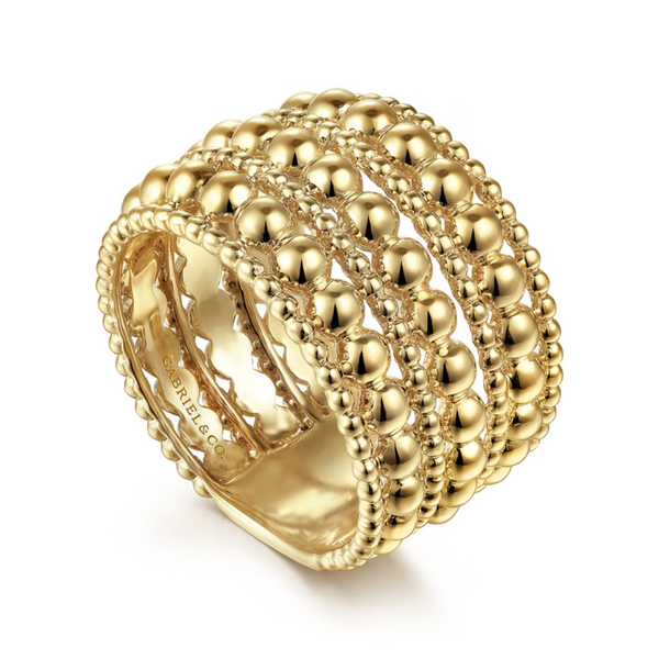 Gabriel & Co. Bujukan Yellow Gold Beaded Ring Image 3 SVS Fine Jewelry Oceanside, NY