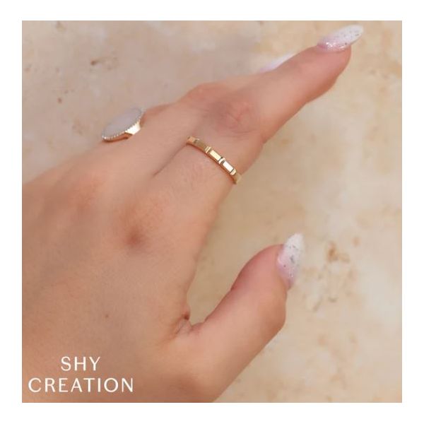 Shy Creation Yellow Gold Geo Cut Band, Size 7 Image 2 SVS Fine Jewelry Oceanside, NY