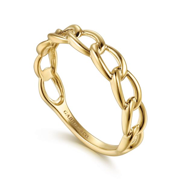 Gabriel & Co. Contemporary Yellow Gold Link Chain Ring Image 3 SVS Fine Jewelry Oceanside, NY