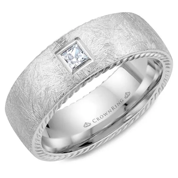 Crown Ring Men's 14K White Gold & Diamond Wedding Band SVS Fine Jewelry Oceanside, NY